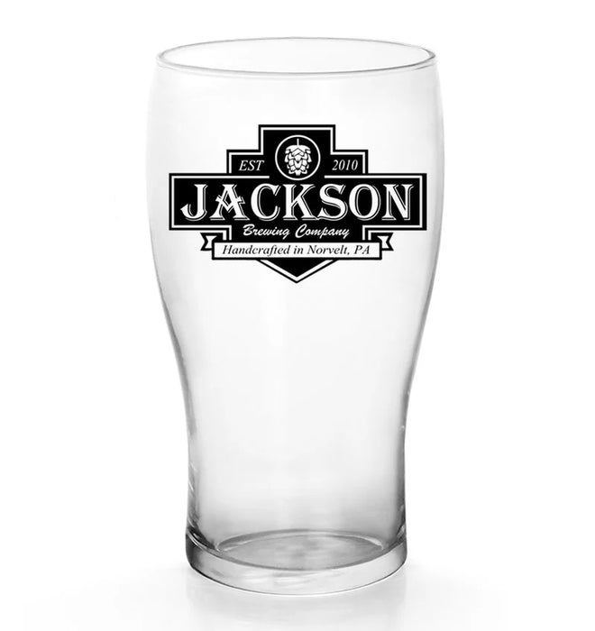 CUSTOMIZABLE - 20oz Imperial Pub Glass  - Brewing Company Badge - 12 Count