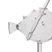 Clear glass object shaped like a fish on a white background