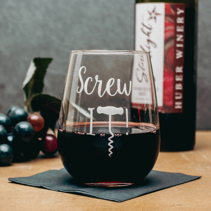 Stemless Wine Glass - Screw It! - 17 ounce
