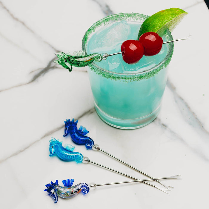 Seahorse Cocktail Picks - Set of 4 - Glass
