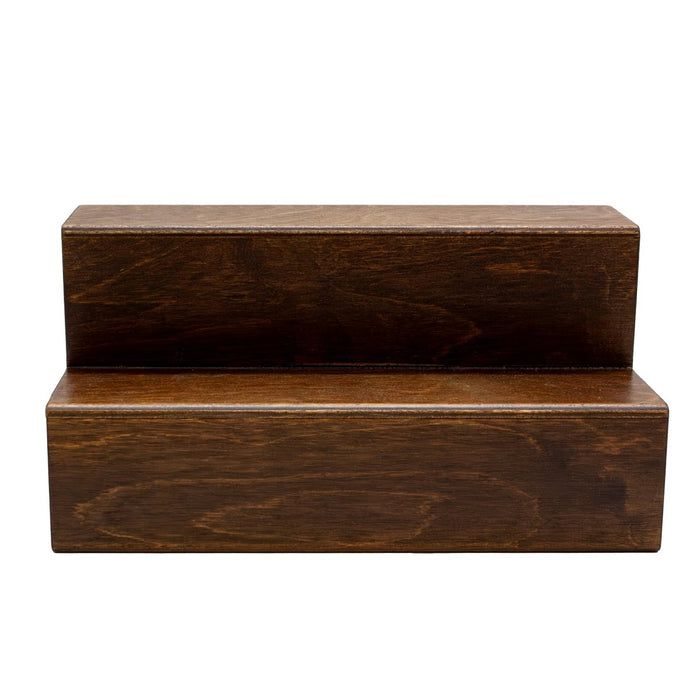 Wooden 2 Tier Shelf with Pull Out Storage for Space Saving Dark Walnut Stain 12 Inch Handcrafted in the USA Empty Shelves