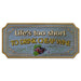 Decorative sign with text 'Life's too short TO DRINK CHEAP WINE' and grapes on a white background