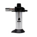 A portable torch lighter with a brushed silver aluminum body, black plastic top and base, and a chrome nozzle, featuring the Newport brand logo on the front.