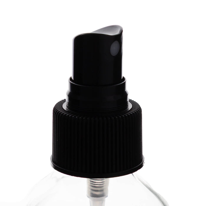 Boston Round Craft Bartending Bottle w/ Black Atomizer - Clear 4oz