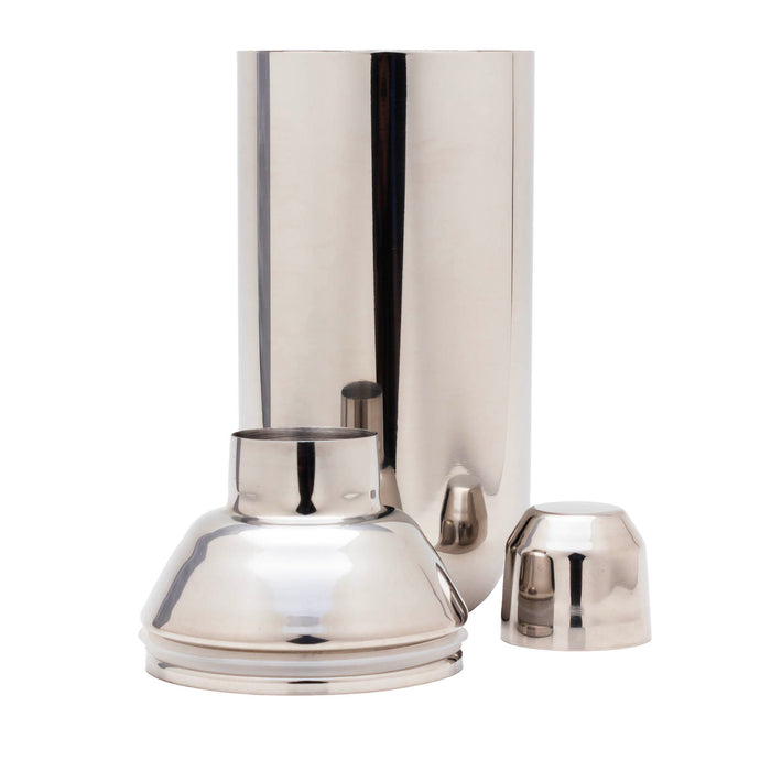 Silver cocktail shaker on white background 