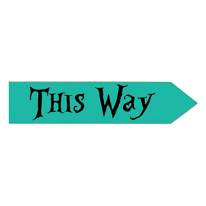 Teal arrow with 'This Way' text on a white background