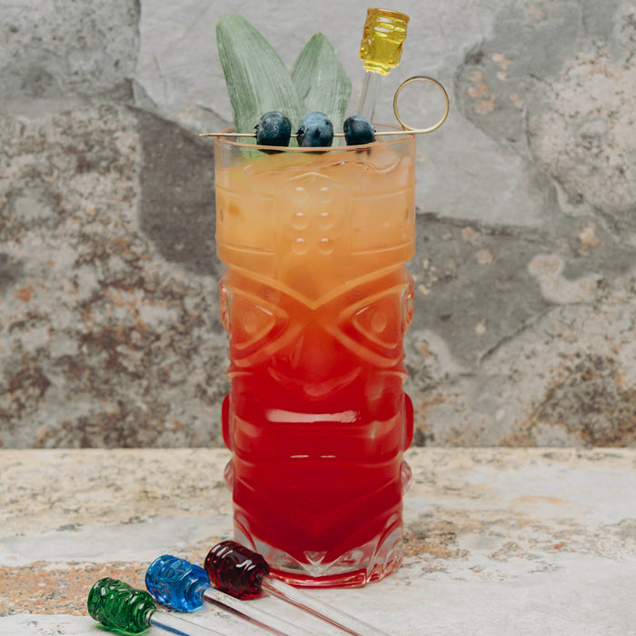 Tiki Glass Drink Stirrers - Set of 4