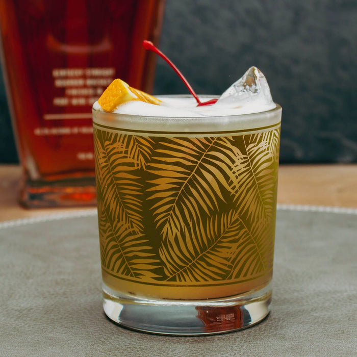 BarConic® Glassware -  Vintage Gold Leaf Old Fashioned Glass - 10oz