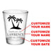 CUSTOMIZABLE - 1.75oz Clear Wedding Shot Glass - Palm Trees