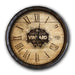 Wooden clock with Roman numerals and 'Napa Valley Vinyard' branding on a white background