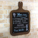 WOOD PLAQUE MENU - CUTTING BOARD SHAPED CHALKBOARD - STAIN