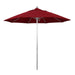 California Umbrella 9' Pole Push Lift SUNBRELLA With Silver Anodized Aluminum Pole - Red Fabric