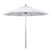 California Umbrella 9' Pole Push Lift SUNBRELLA With Silver Anodized Aluminum Pole - White Fabric