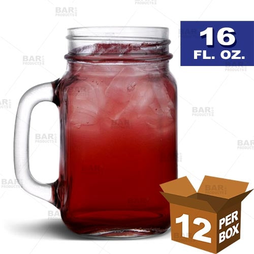 BarConic® Mason Jar with Handle - 16 oz [Box of 12]