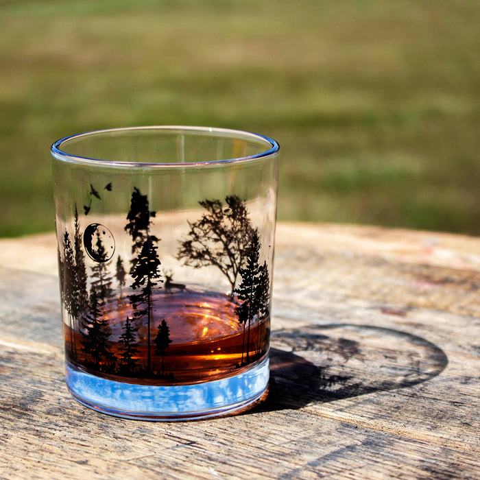 BarConic® Glassware - Old Fashion Glass - Forest Scene - 10 ounce