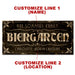 CUSTOMIZABLE Large Vintage Wooden Bar Sign - BIERGARTEN - 11 3/4" x 23 3/4"