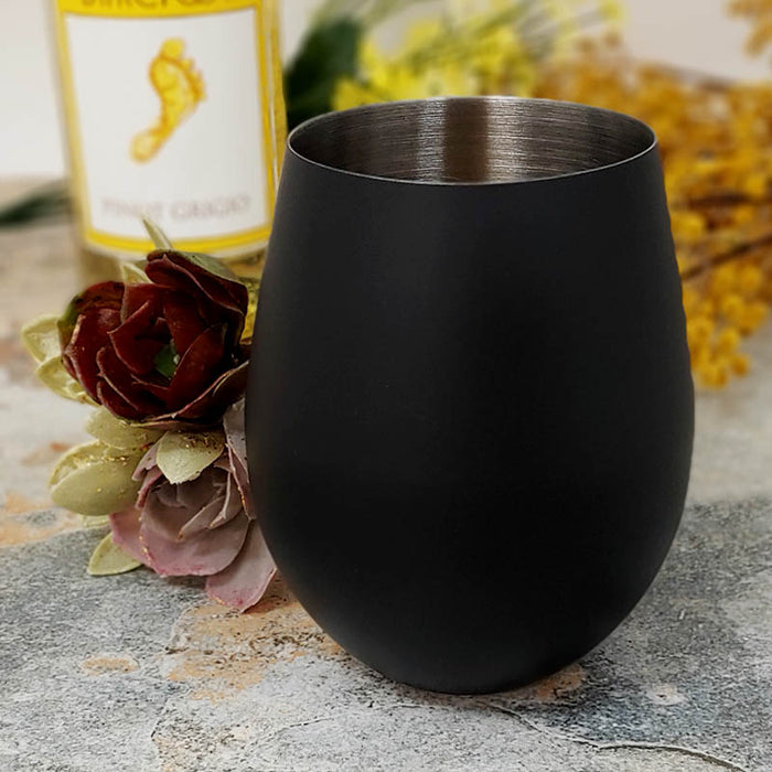 Stemless Stainless Steel Wine Glass - Matte Black - 17 oz.