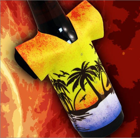 T-Shirt Style Bottle Coozie - Hawaiian Sunset