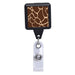 Giraffe Print - Black Square Plastic Badge Reel