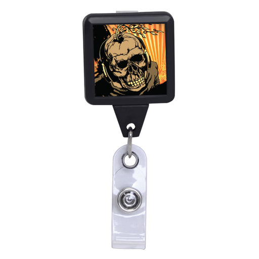 Radio Active Skull Black ID Badge reel