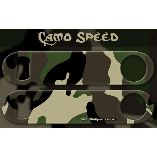 Camouflage-patterned product with 'Camo Speed' branding on a black background