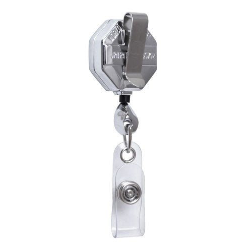 Chrome Octagon ID Retractable Badge Reel