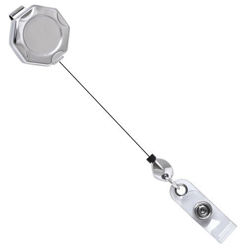 Chrome Octagon ID Retractable Badge Reel
