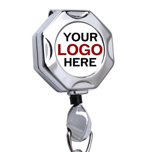 Chrome Octagon ID Retractable Badge Reel
