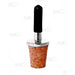 Cork stopper with black handle on a white background
