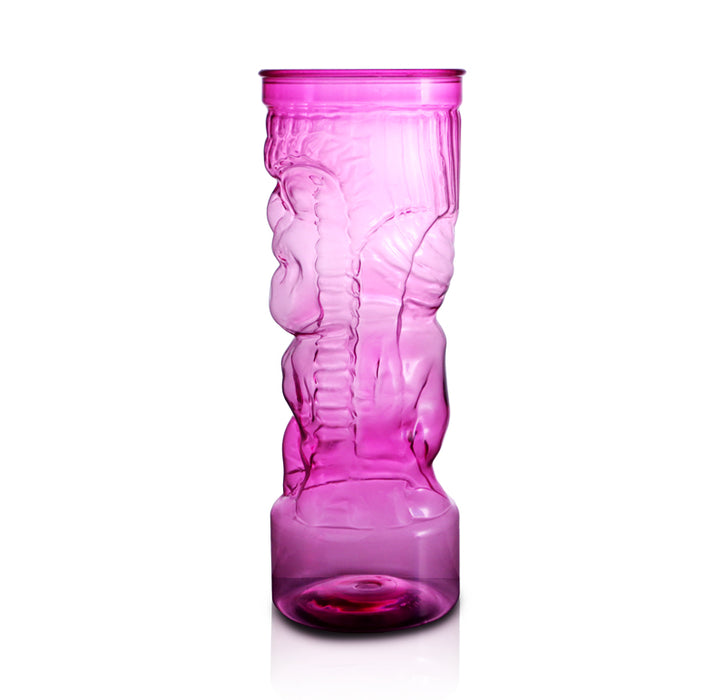 BarConic® Drinkware Pink Plastic Tiki Cup w/ Lid and Straw - 24 ounce