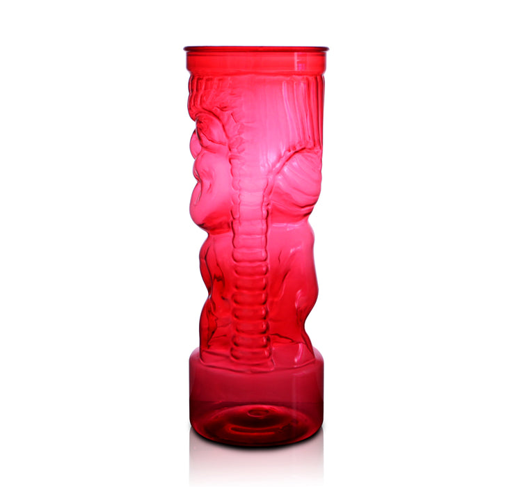 BarConic® Drinkware - Red Plastic Tiki Cup w/ Lid and Straw - 24 ounce