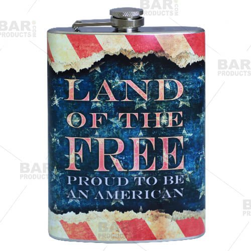 Stainless Steel Hip Flask - Vintage Patriotic Design - 12 ounce