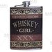 Stainless Steel Hip Flask -Whiskey Girl Design - 8 Ounce