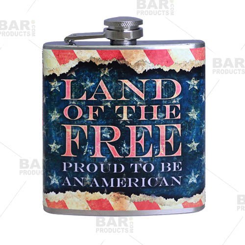 Stainless Steel Hip Flask - Vintage Patriotic Design - 6 ounce