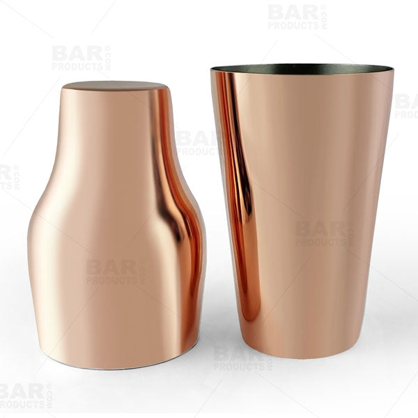 BarConic® French Style 2 Piece Cocktail Shaker - Copper Plated - 20oz