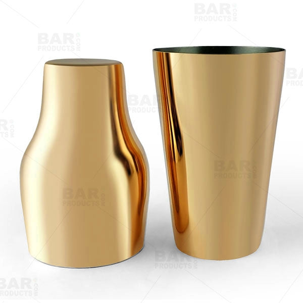 BarConic® French Style 2 Piece Cocktail Shaker - Gold Plated - 20oz