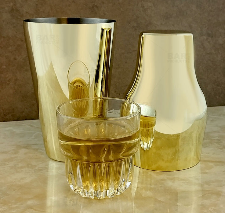 BarConic® French Style 2 Piece Cocktail Shaker - Gold Plated - 20oz