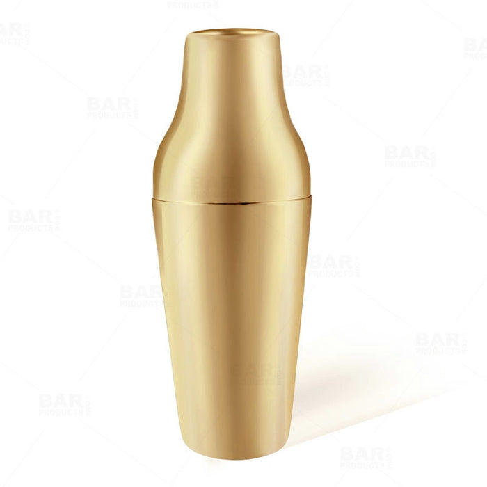 BarConic® French Style 2 Piece Cocktail Shaker - Gold Plated - 20oz