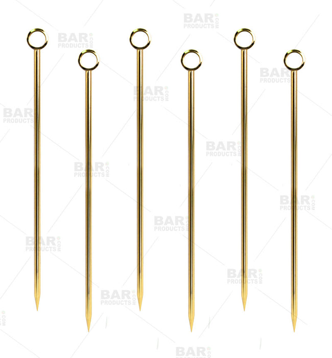 Gold Plated Cocktail Picks - Pack of 6