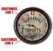 Wall clock with customizable text on a white background