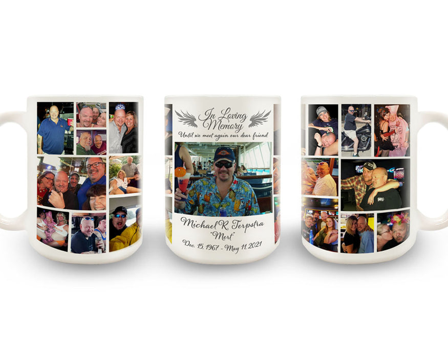 CUSTOM Memorial Coffee Mug - 22 Slot Collage - 15 Ounce