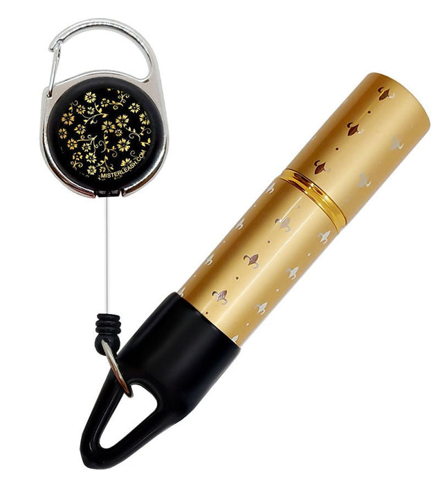 Mister Leash - Retractable and Refillable Gold Atomizer - Golden Floral