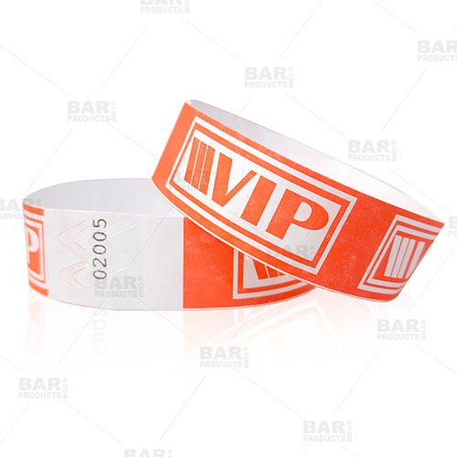 Numbered Wristbands - NEON Red / White VIP