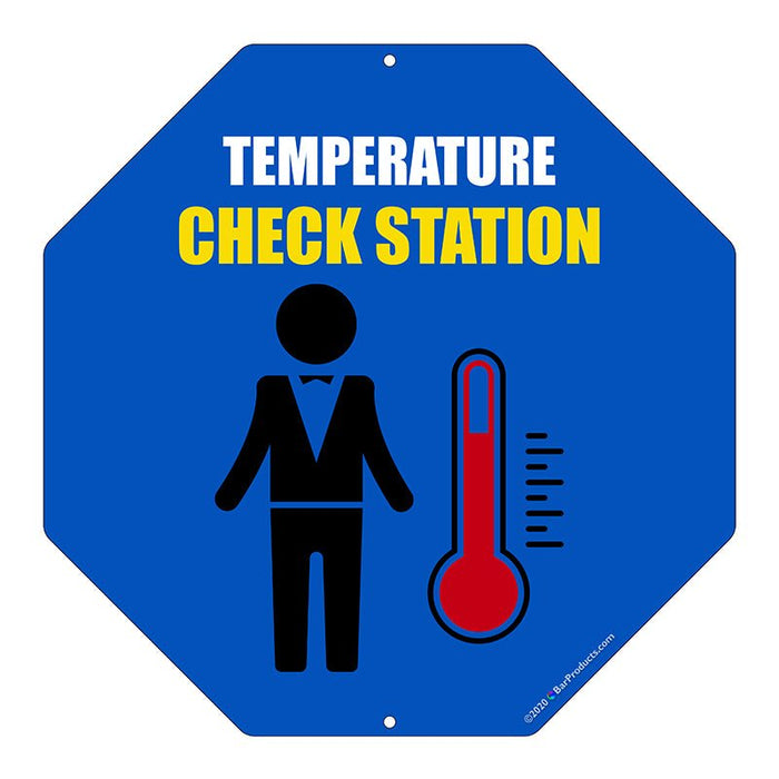 Octogon Metal Kolorcoat™  Sign - Temperature Check Station