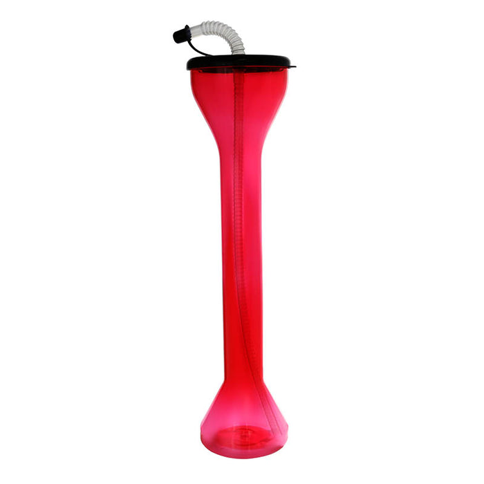 BarConic ® Drinkware - Party Yard Cup - Red with Lid & Straw - 18 ounce