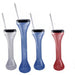A set of plastic party yard cups in white, blue, and red colors, each with a straw.