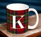 CUSTOMIZABLE 15 ounce Coffee Mug - MONOGRAM - Plaid Design