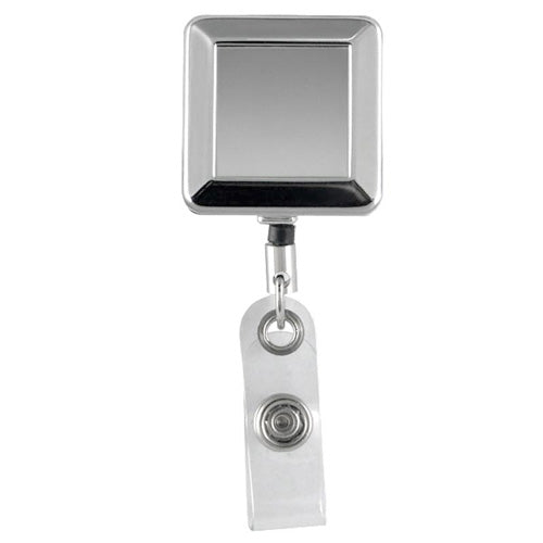 Chrome square badge reel