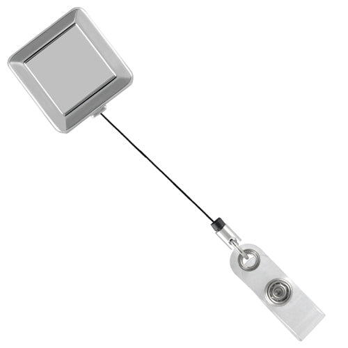 Chrome square badge reel - Nylon cord