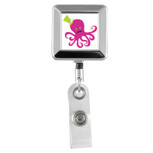 Designer Animals Square Chrome Badge Reels